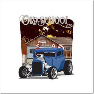 Blue 1932 Chevy 5 Window Coupe Hot Rod Old School Print Posters and Art